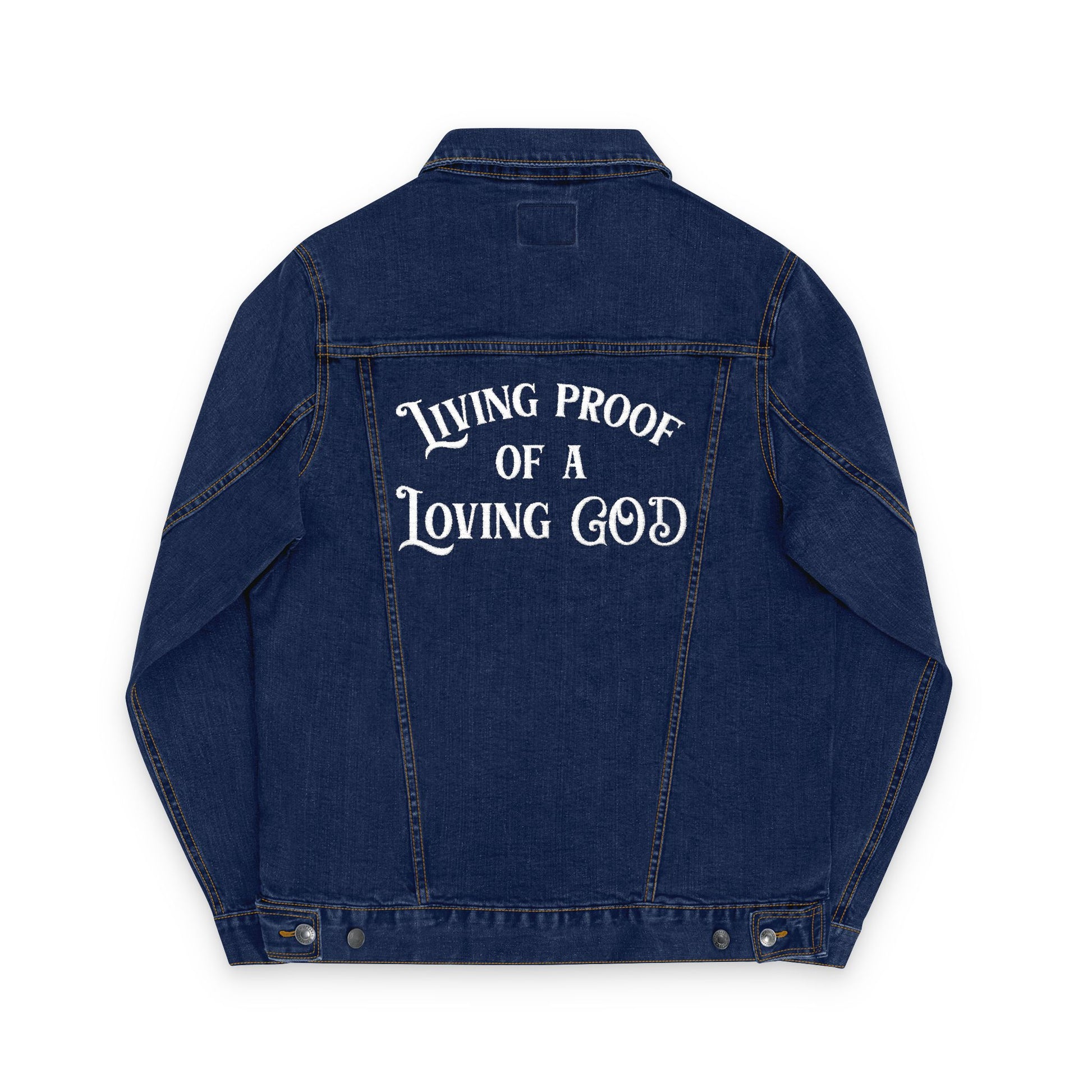 Living Proof Embroidered Unisex Denim Jacket - Amazing Faith Designs