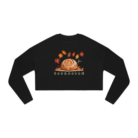 Falling for Sourdough Black Crop Sweatshirt
