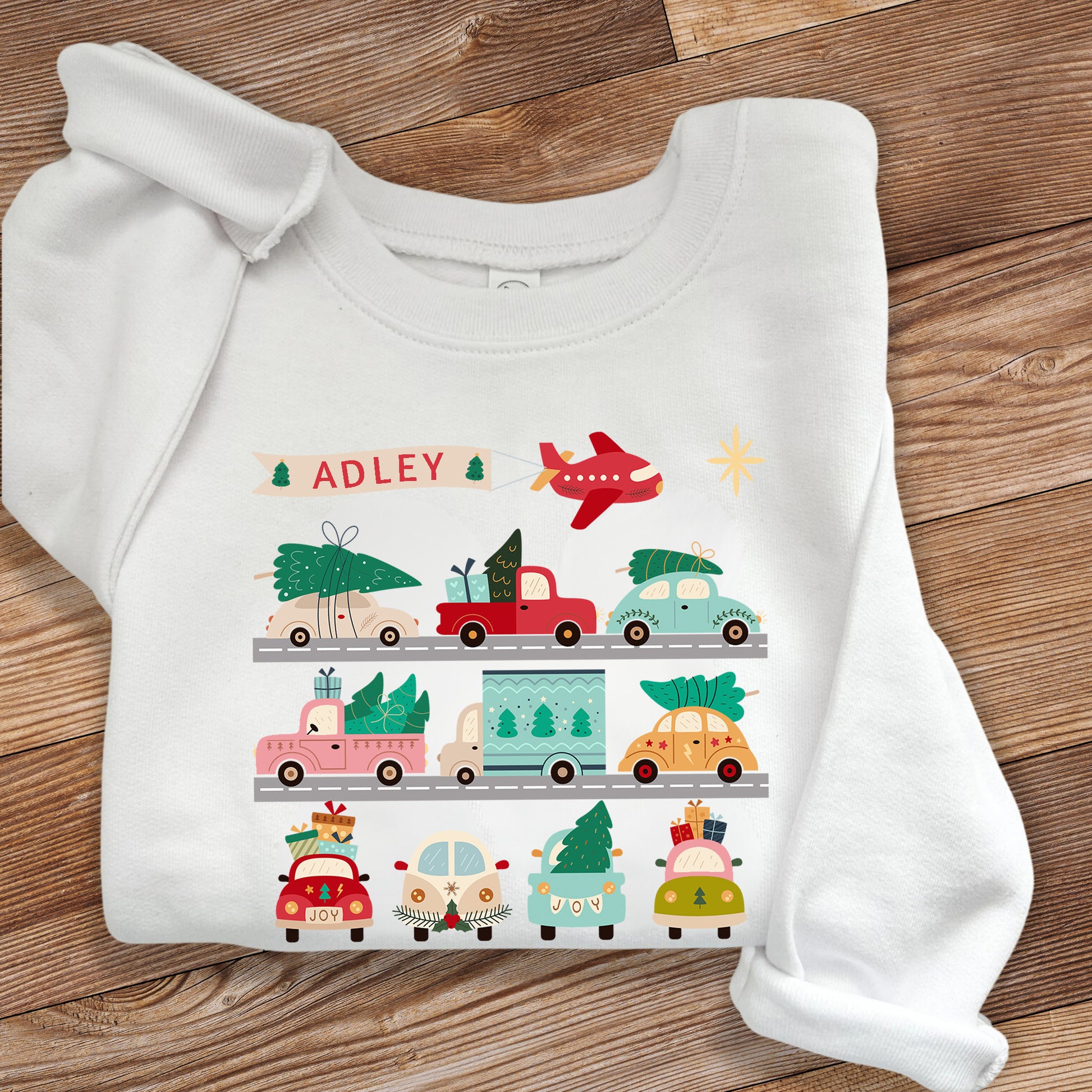 Christmas Cars Personalized Toddler Sweatshirt - Amazing Faith Designs