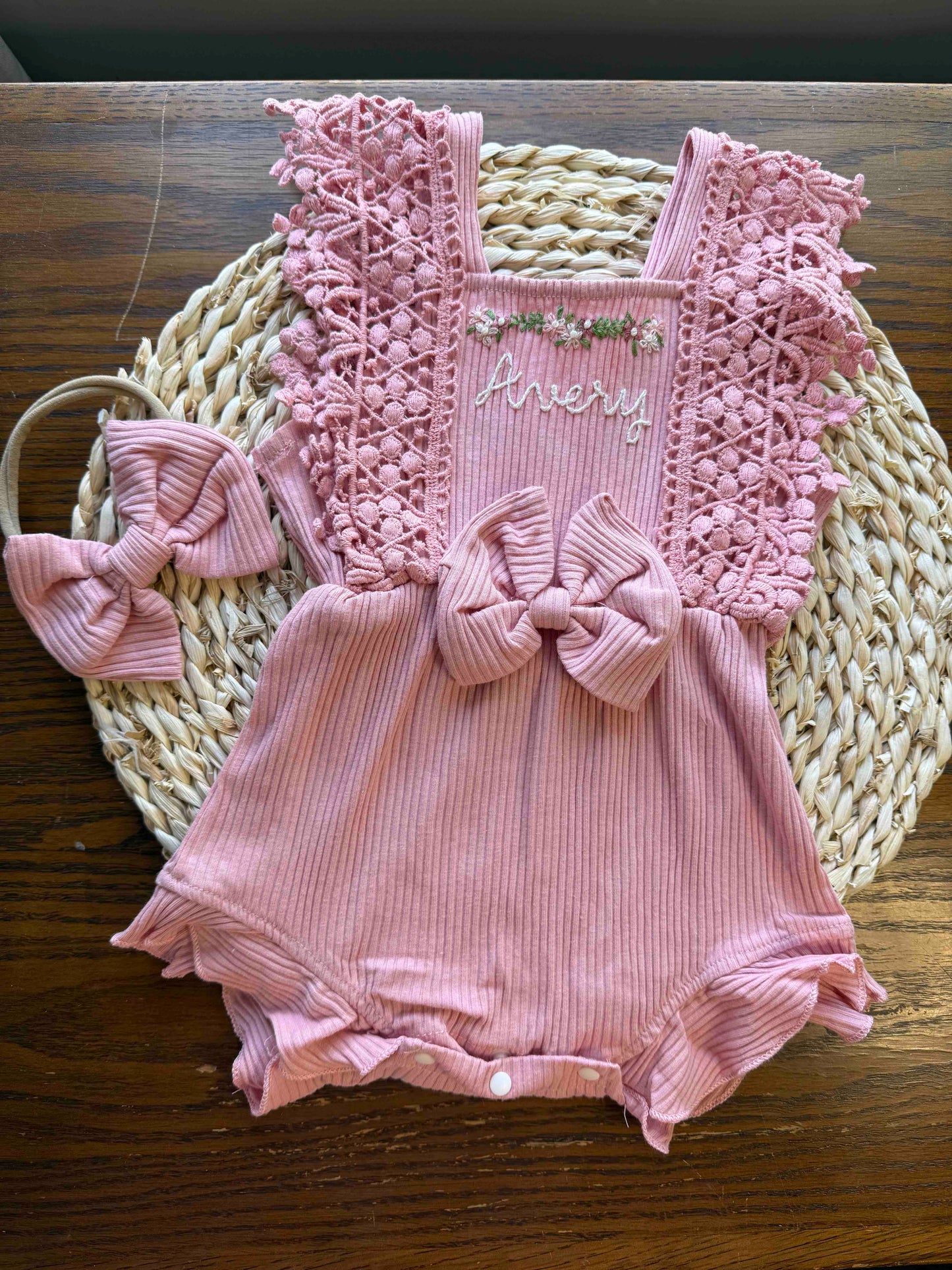 Hand Embroidered Romper - Amazing Faith Designs