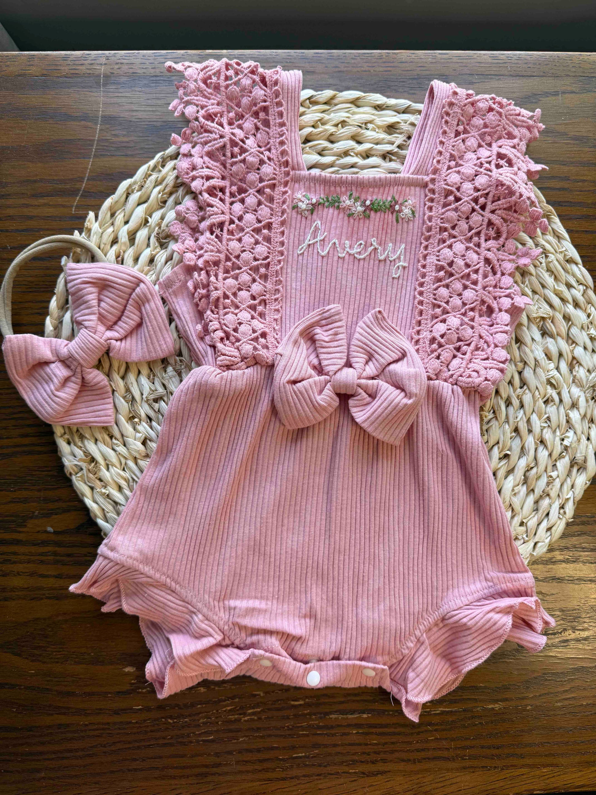 Hand Embroidered Romper - Amazing Faith Designs