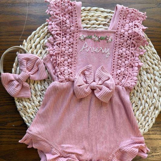 Hand Embroidered Romper - Amazing Faith Designs