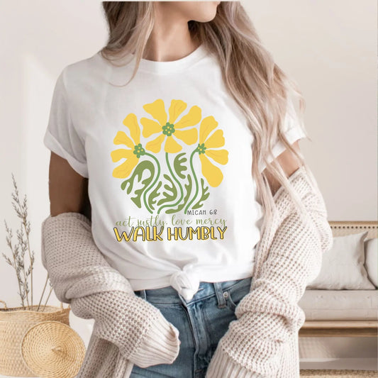 Act Justly Love Mercy Walk Humbly Micah 6:8 Scripture TShirt, Christian Faith Tee, Faith Based Apparel, Vintage Shirt Printify