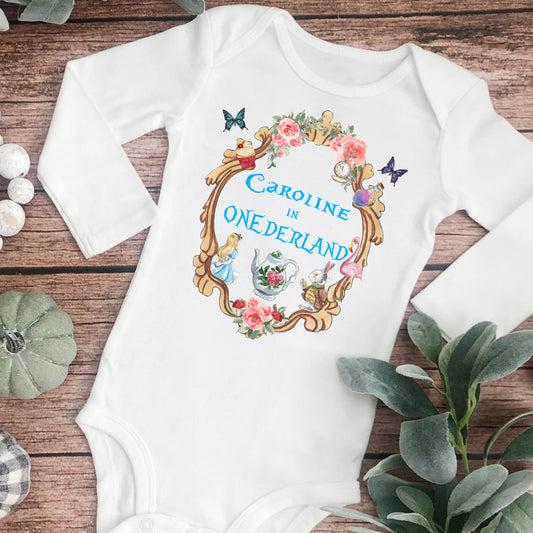 Alice in Wonderland Infant Long Sleeve Onesie - Amazing Faith Designs