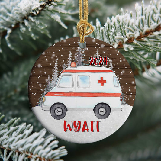 Ambulance Personalized Christmas Ornament - Amazing Faith Designs