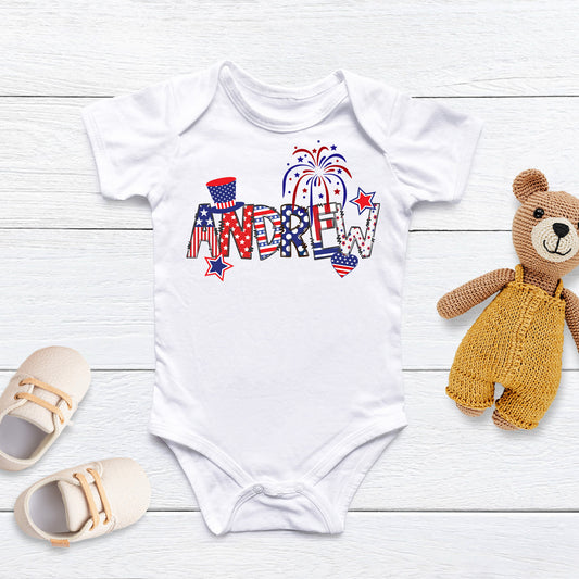 Personalized Fourth of July Baby Onesie - Amazing Faith Designs