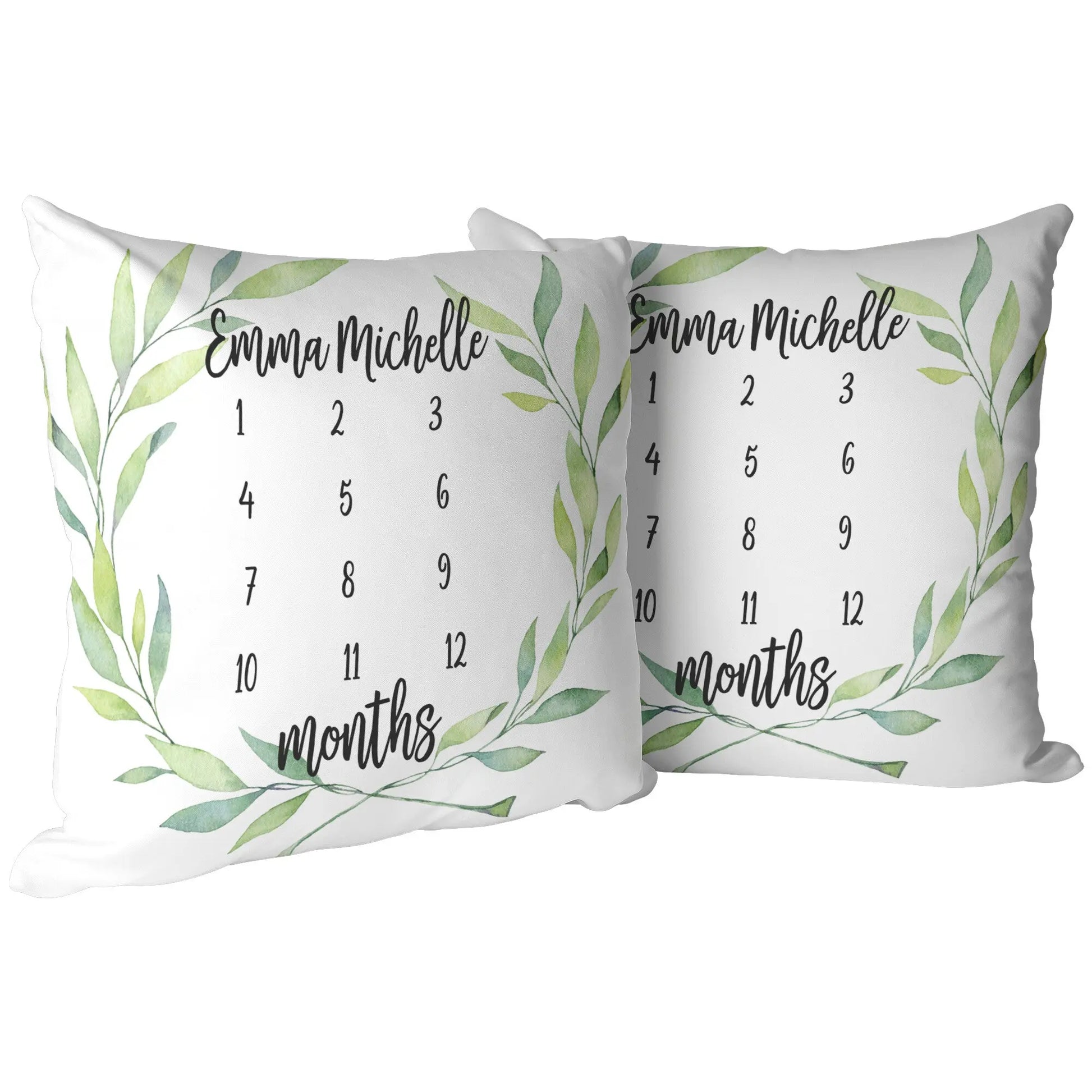 Baby Milestone Pillow Personalized with Leaf Wreath - Amazing Faith Designs