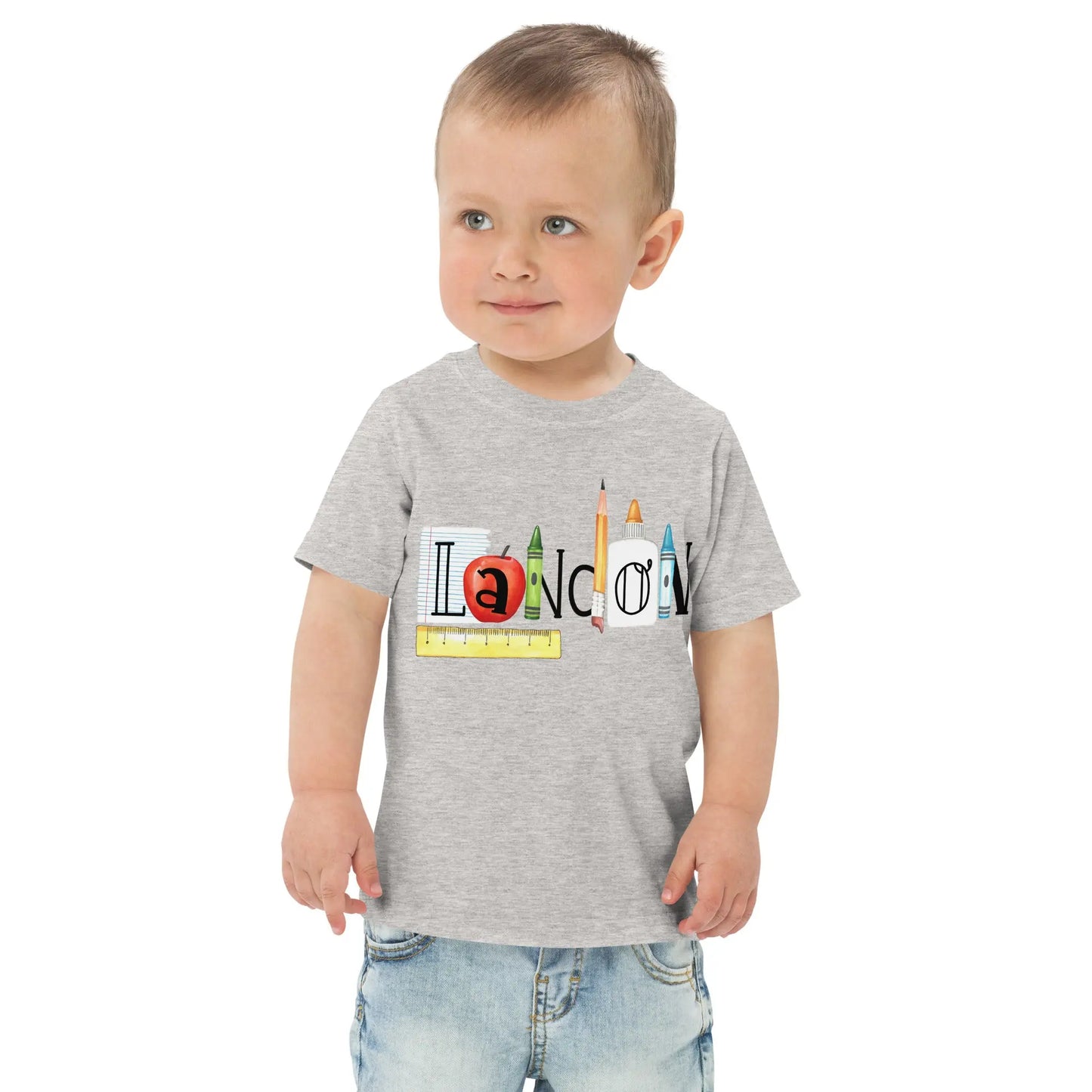 Back to School Name Toddler t-shirt - grey Amazing Faith Designs