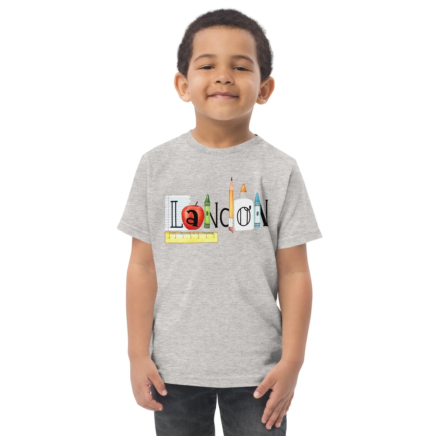 Back to School Name Toddler t-shirt - grey Amazing Faith Designs