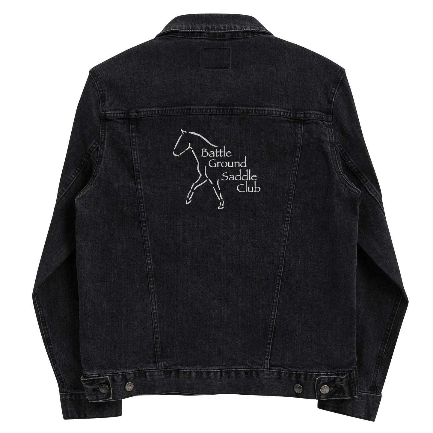 Battle Ground Saddle Club Embroidered Unisex denim jacket Amazing Faith Designs