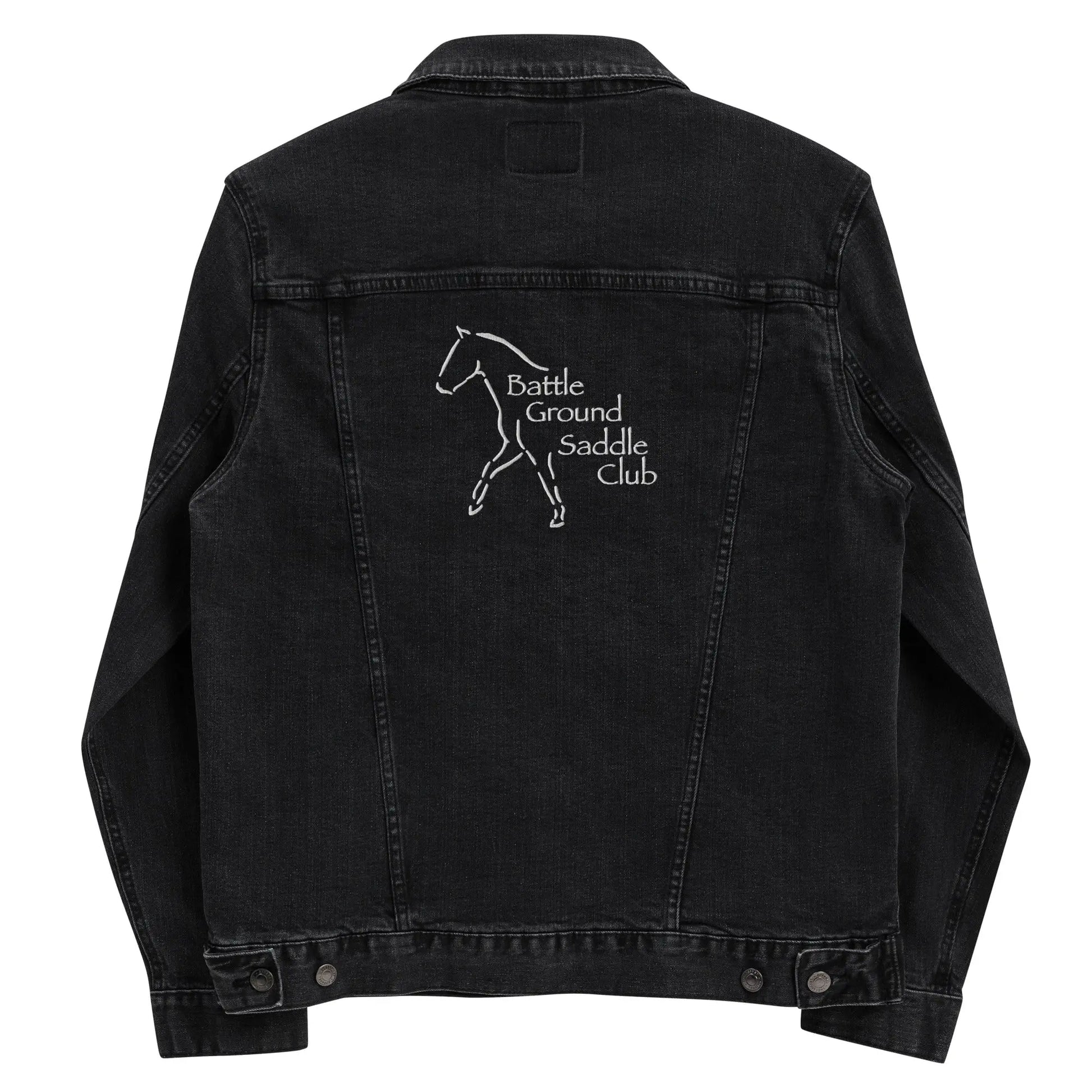 Battle Ground Saddle Club Embroidered Unisex denim jacket Amazing Faith Designs