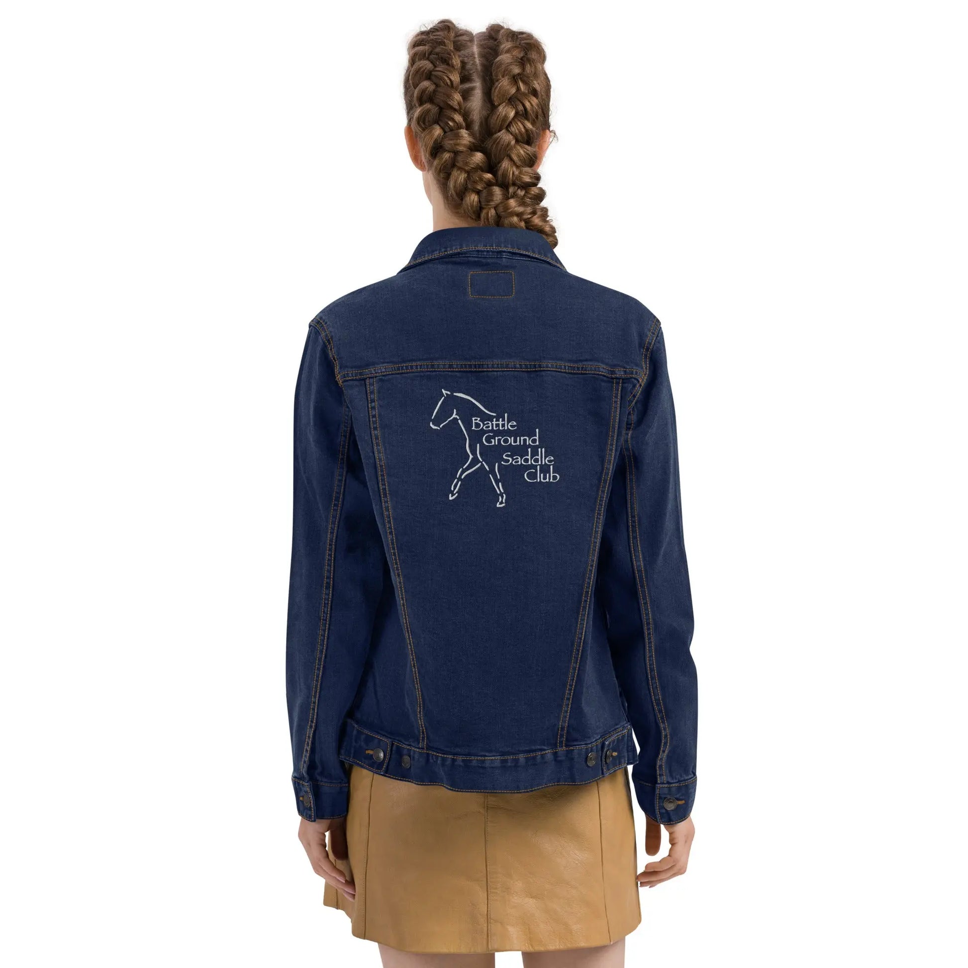 Battle Ground Saddle Club Embroidered Unisex denim jacket Amazing Faith Designs