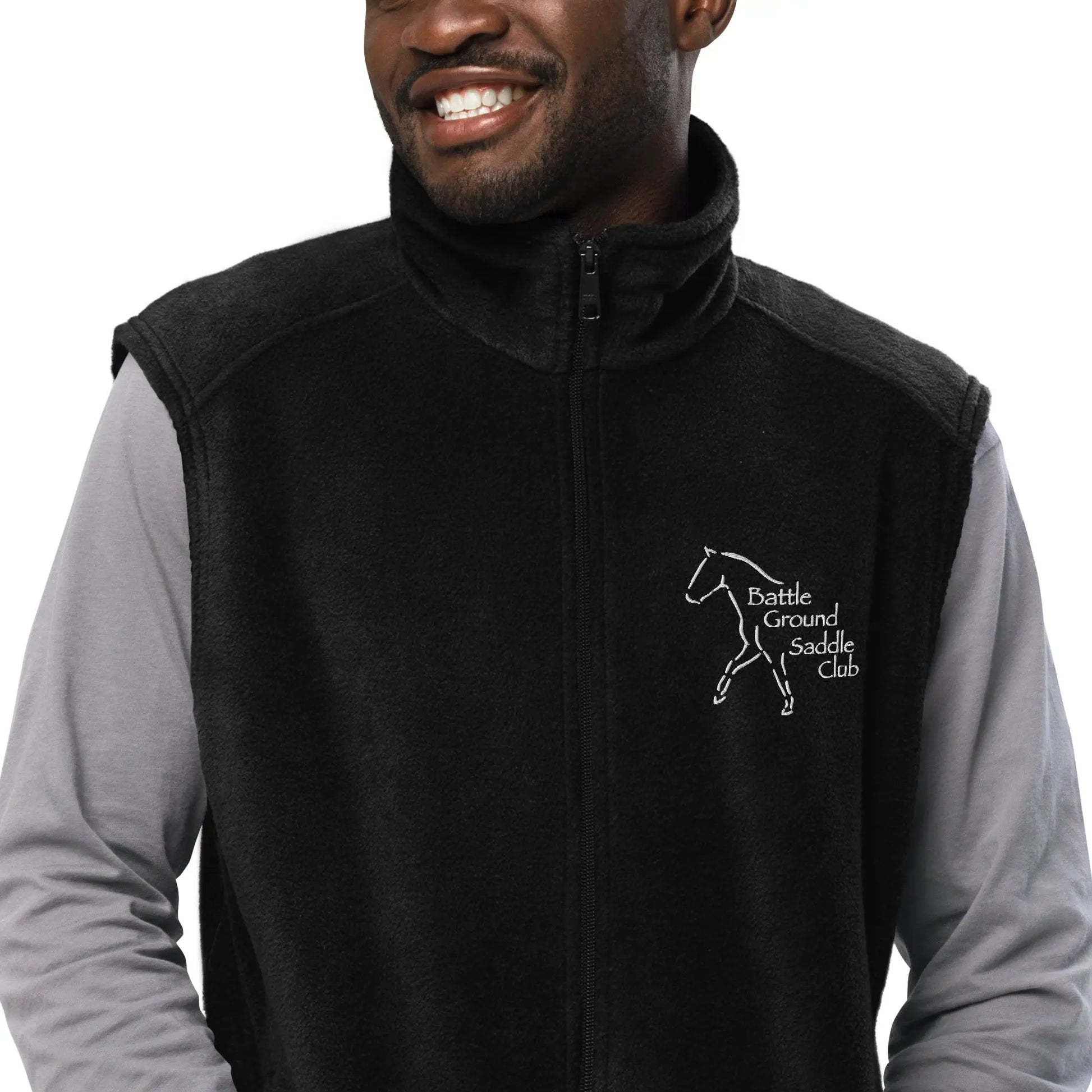 Battle Ground Saddle Club Men’s Columbia fleece vest Amazing Faith Designs