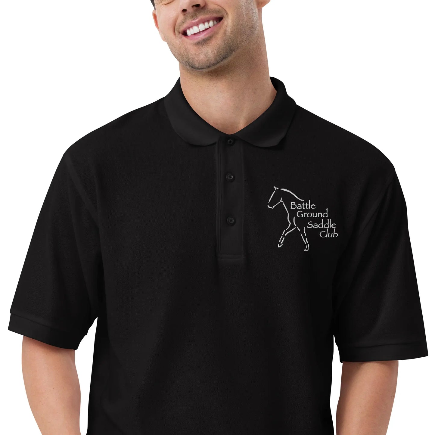 Battle Ground Saddle Club Premium Polo Amazing Faith Designs