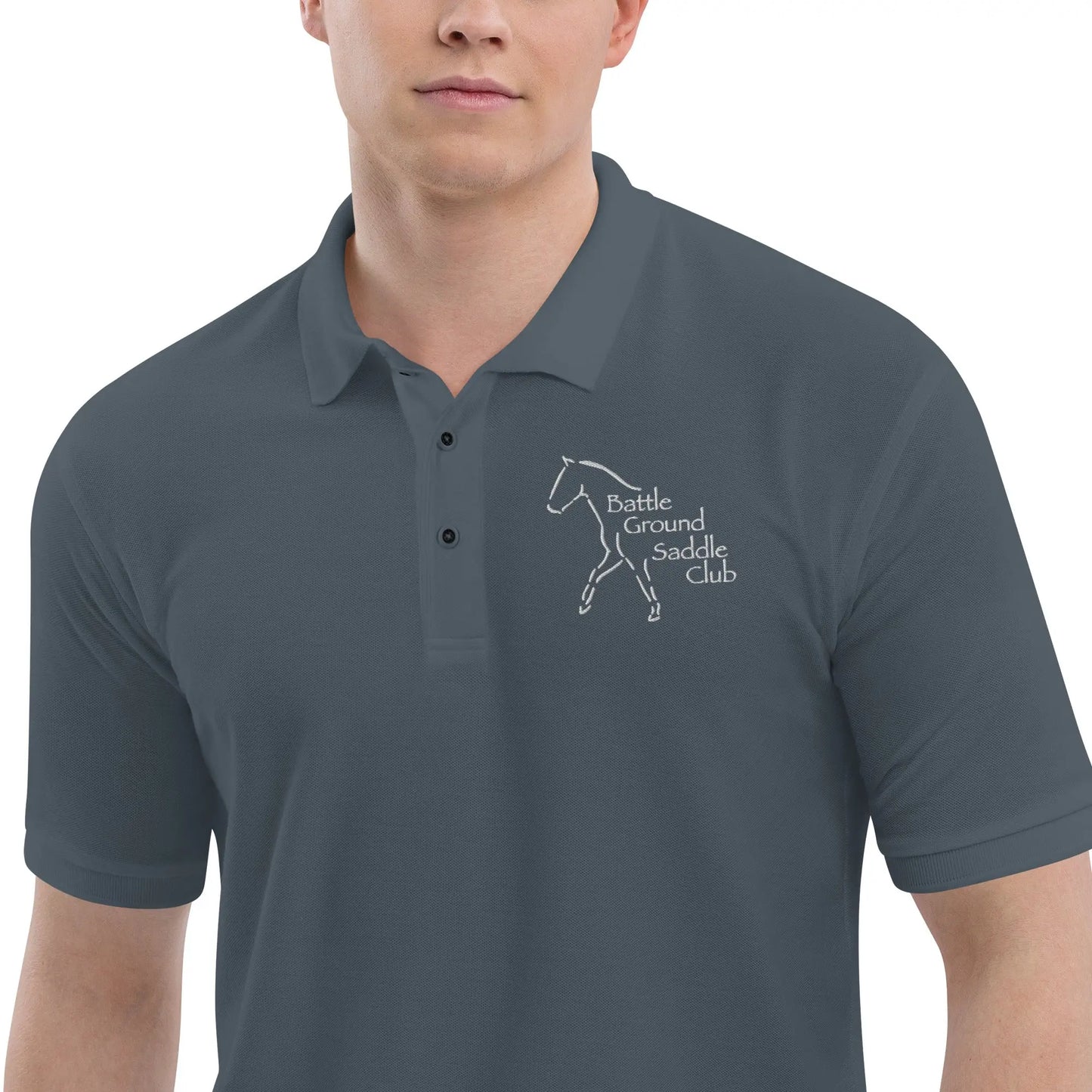 Battle Ground Saddle Club Premium Polo Amazing Faith Designs