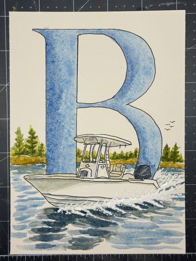 Personalized Watercolor Initial Painting for Dad or Grandpa - Amazing Faith Designs