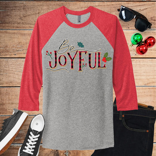 Be Joyful Unisex Tri-Blend Raglan Christmas T-Shirt - Amazing Faith Designs
