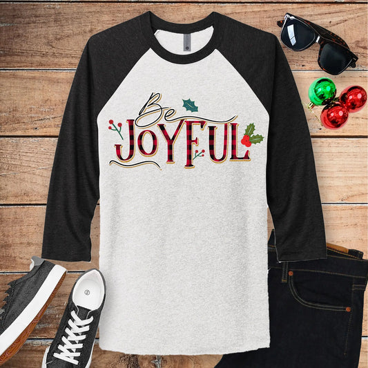 Be Joyful Unisex Tri-Blend Raglan Christmas T-Shirt - Amazing Faith Designs