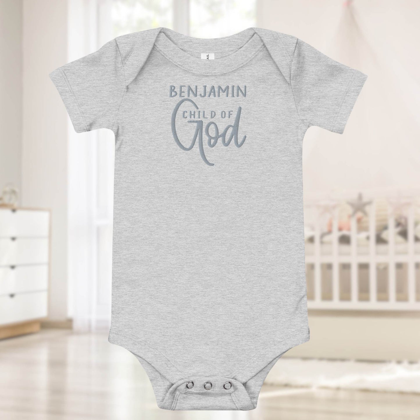 Child of God Personalized Embroidered Baby Onesie - Amazing Faith Designs