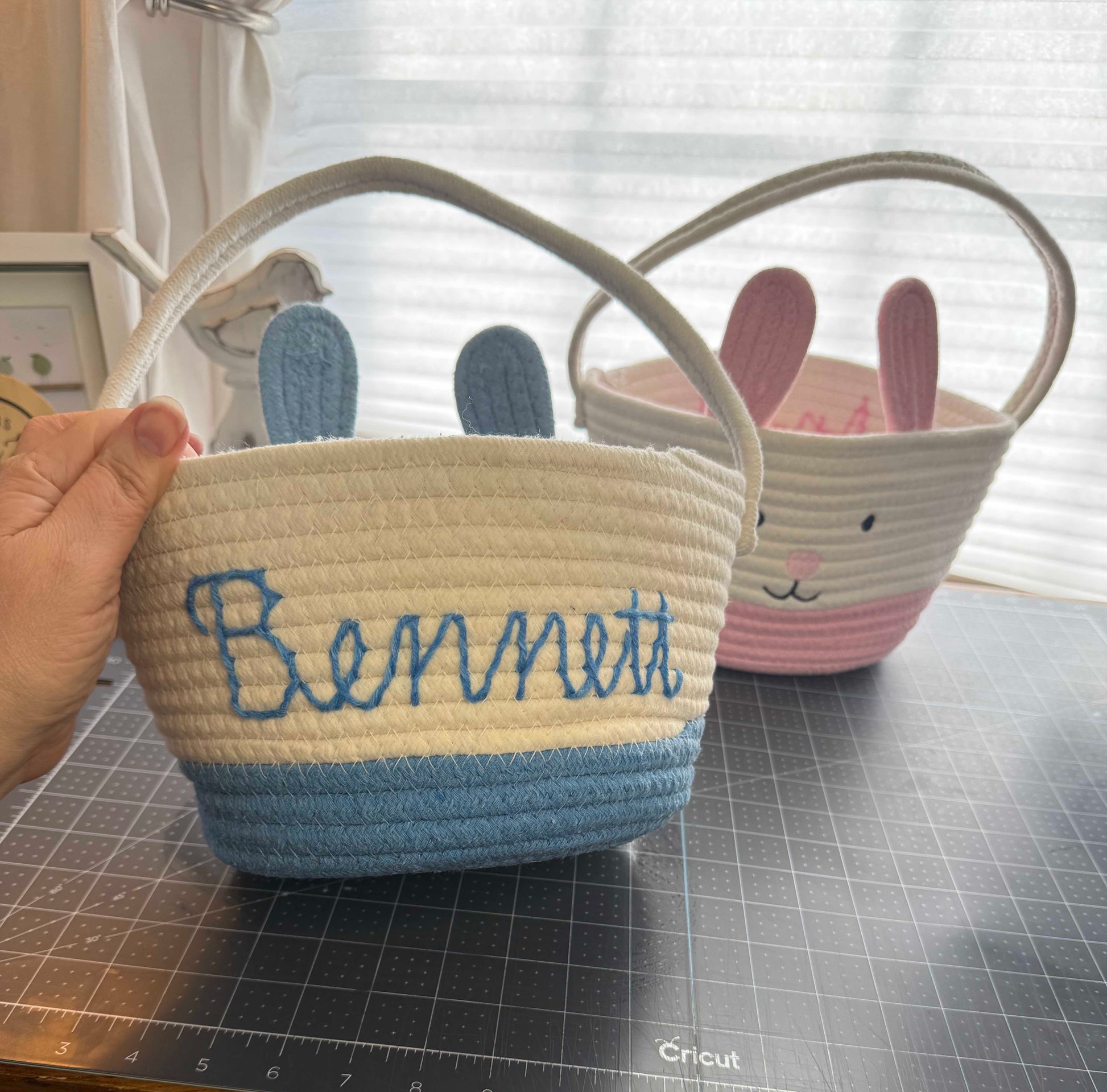 Personalized Easter Bunny Rope Basket - Amazing Faith Designs