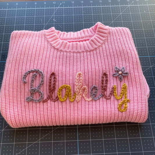 Hand Embroidered Childs Sweater - Amazing Faith Designs