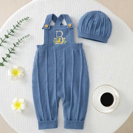 Hand Embroidered Initial Knit Romper - Amazing Faith Designs