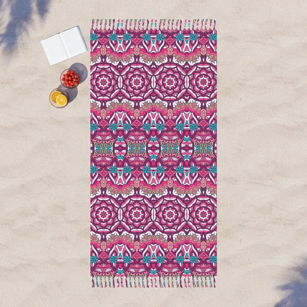 Boho Beach Cloth, Pool Chair Cloth, Beach Cloth with Tassels, Bohemian Beach Cloth, Summer Beach Cloth Printify