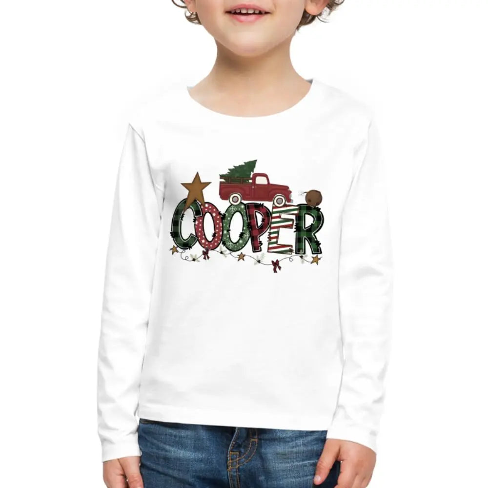 Boys Christmas Personalized Name Long Sleeve T-shirt | Christmas Child's Shirt, Holiday Name Shirt, Custom Name Tshirt SPOD