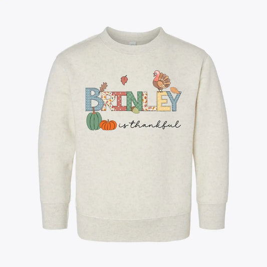 Brinley Thanksgiving Toddler Fleece Crewneck Sweatshirt SimplePrint