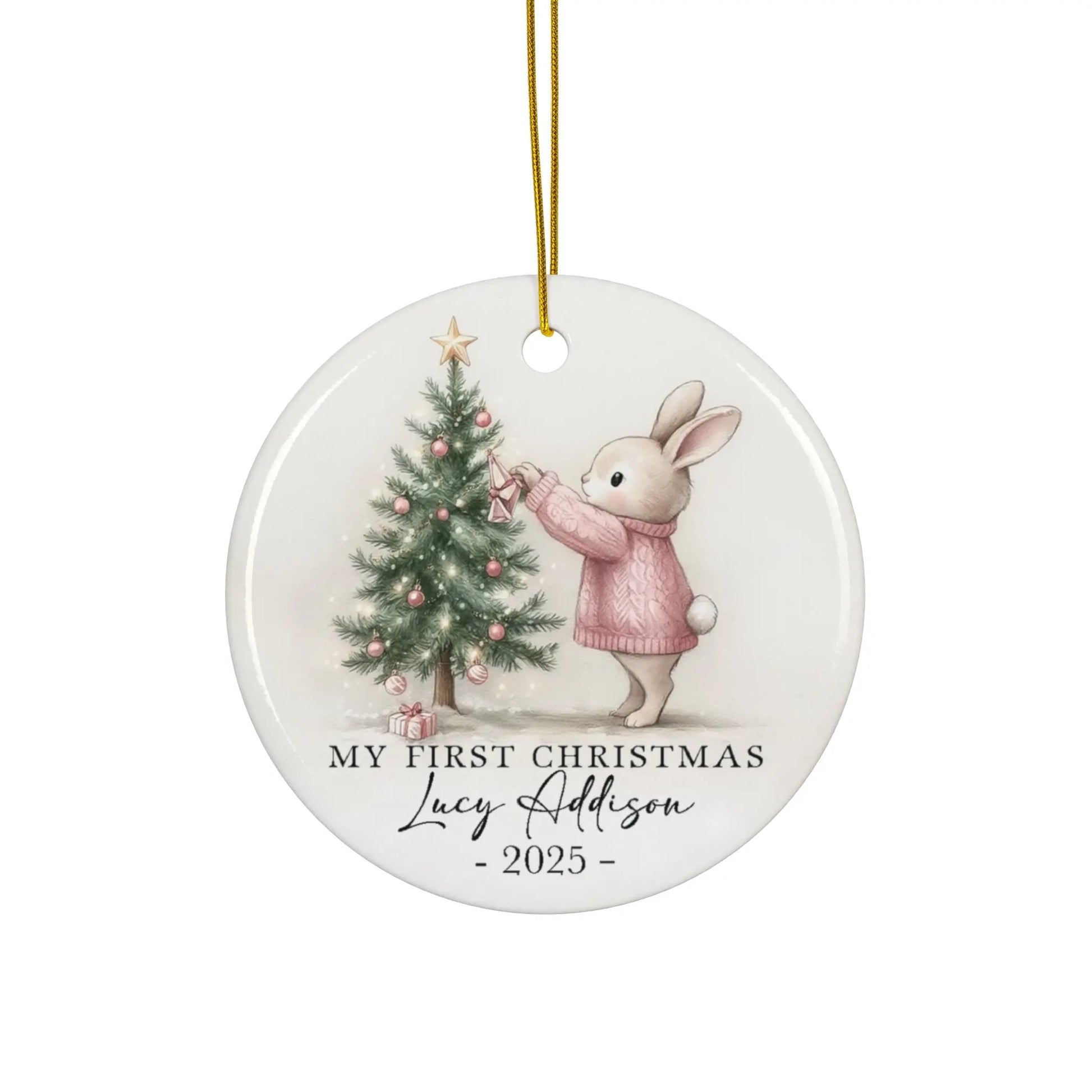 Bunny My First Christmas Ornament 2025 Printify