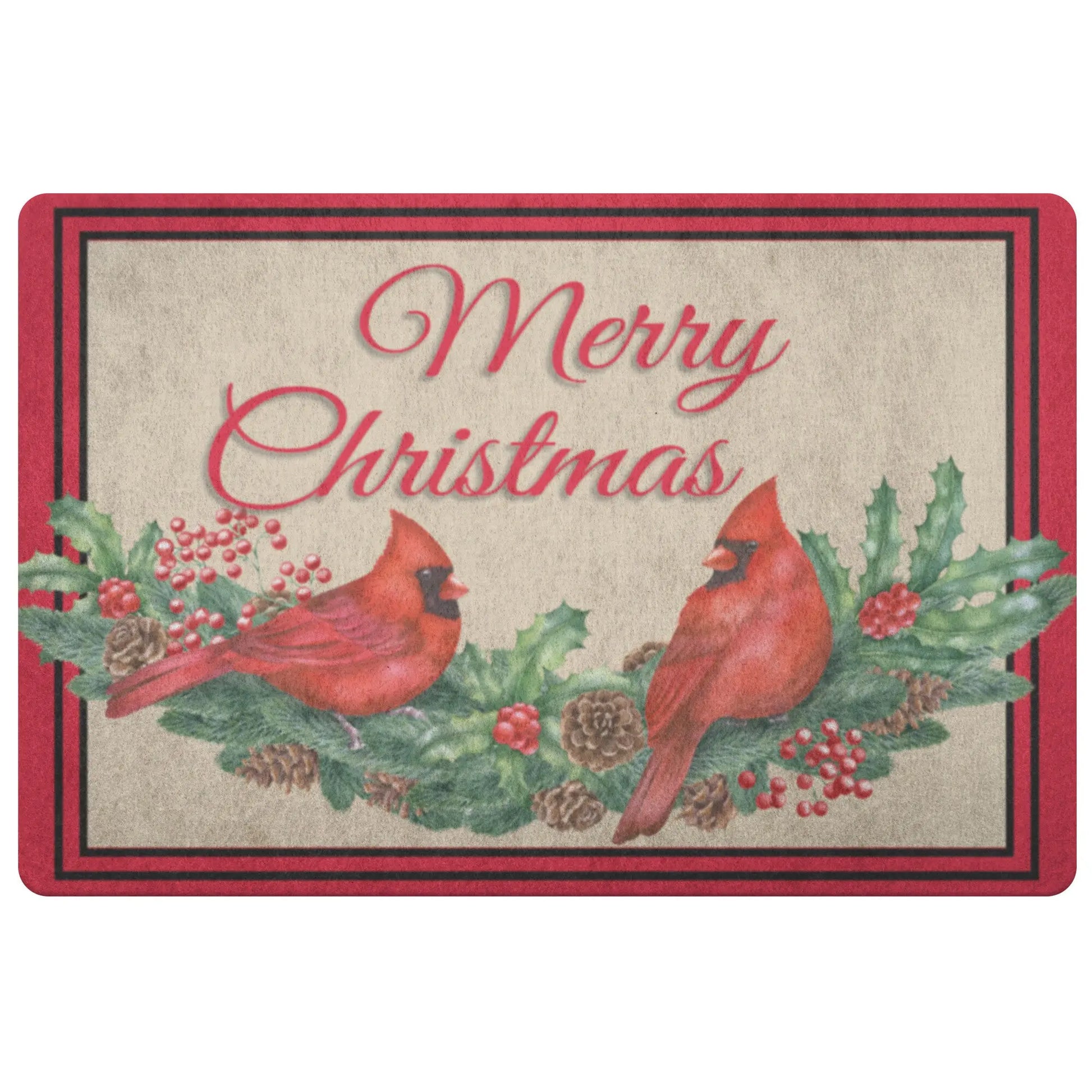 Cardinals Christmas Door Mat - Amazing Faith Designs
