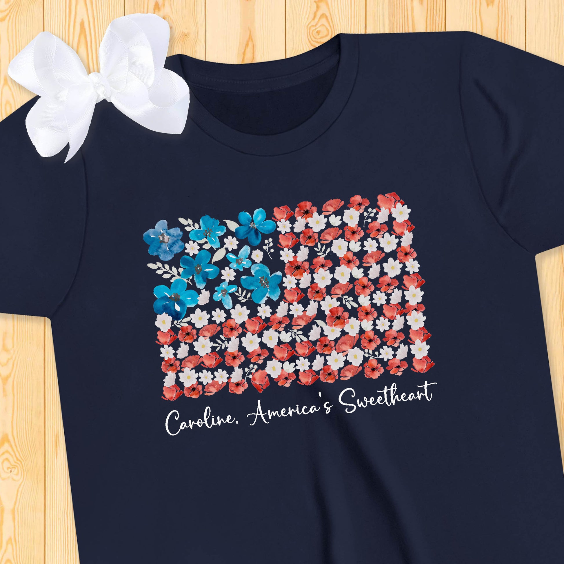 Personalized Floral American Flag Mama and Me Shirts - Amazing Faith Designs