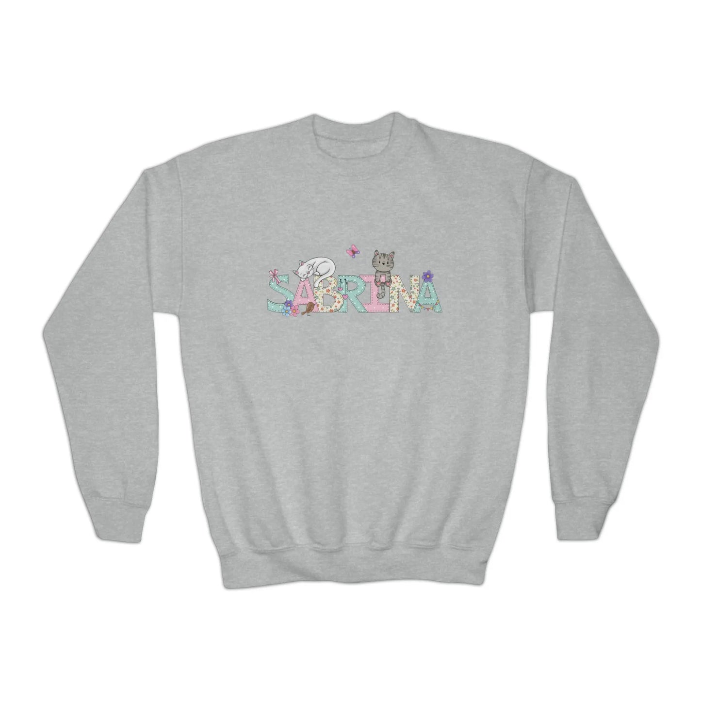 Cats Personalized Youth Crewneck Sweatshirt Printify