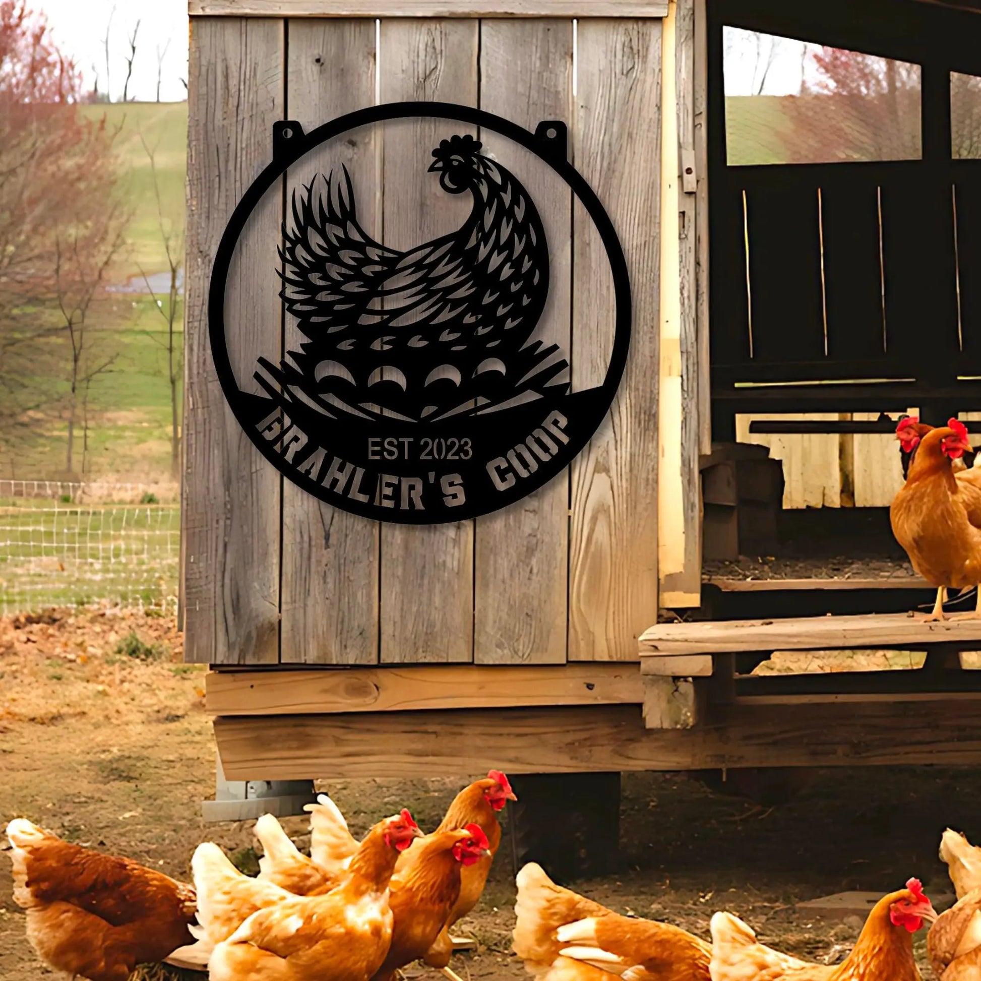 Chicken Coop Metal Sign, Farmhouse Sign, Hen House Sign, Farm Fresh Eggs teelaunch