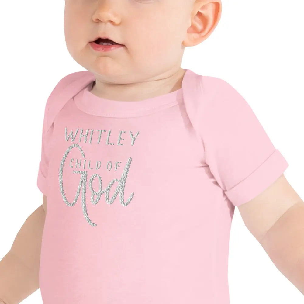 Child of God Personalized Embroidered Baby Onesie Amazing Faith Designs