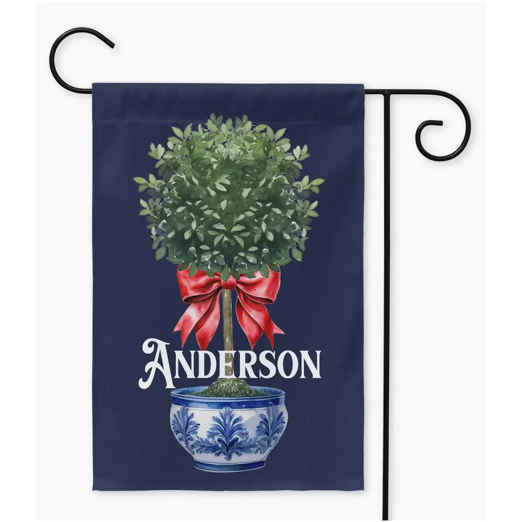 Chinoiserie Topiary Christmas Garden Flag Amazing Faith Designs