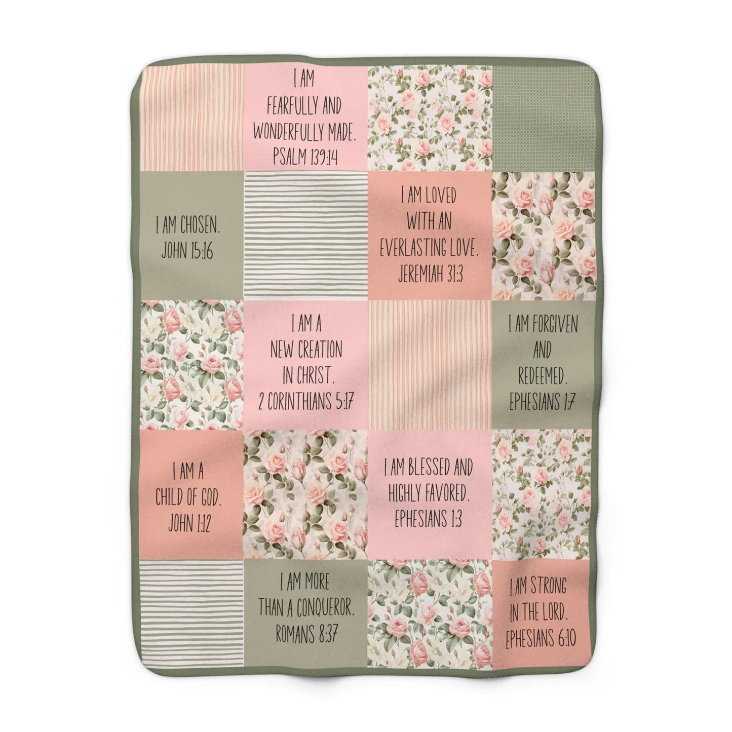 Christian Affirmations Cottage Roses Blanket Printify