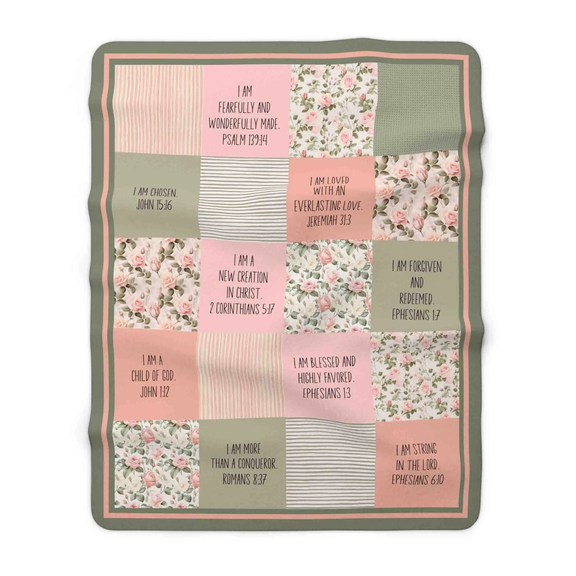 Christian Affirmations Cottage Roses Blanket Printify