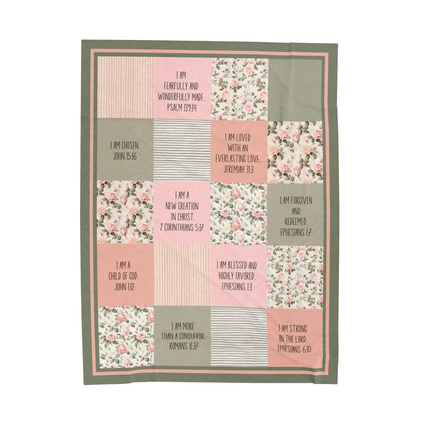 Christian Affirmations Cottage Roses Velveteen Plush Blanket Printify