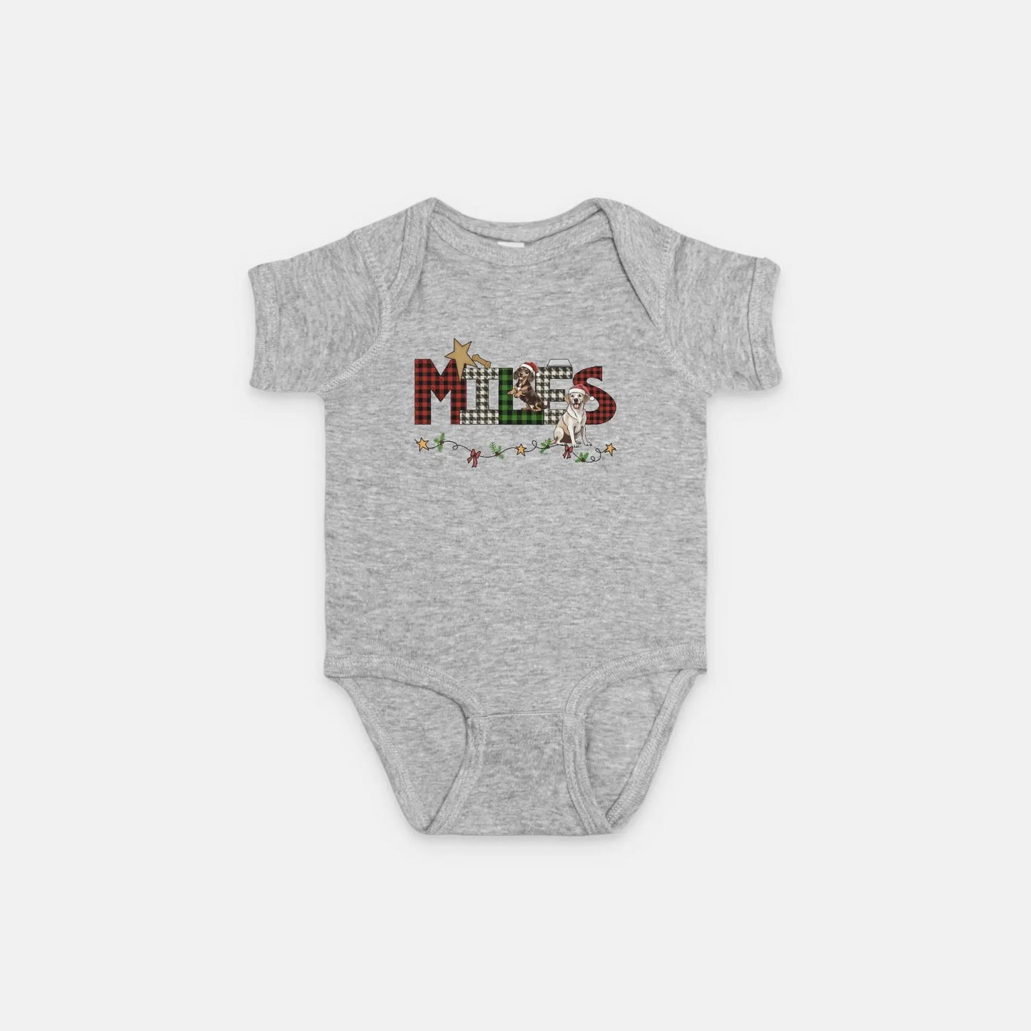 Christmas Dogs Personalized Baby Onesie Amazing Faith Designs