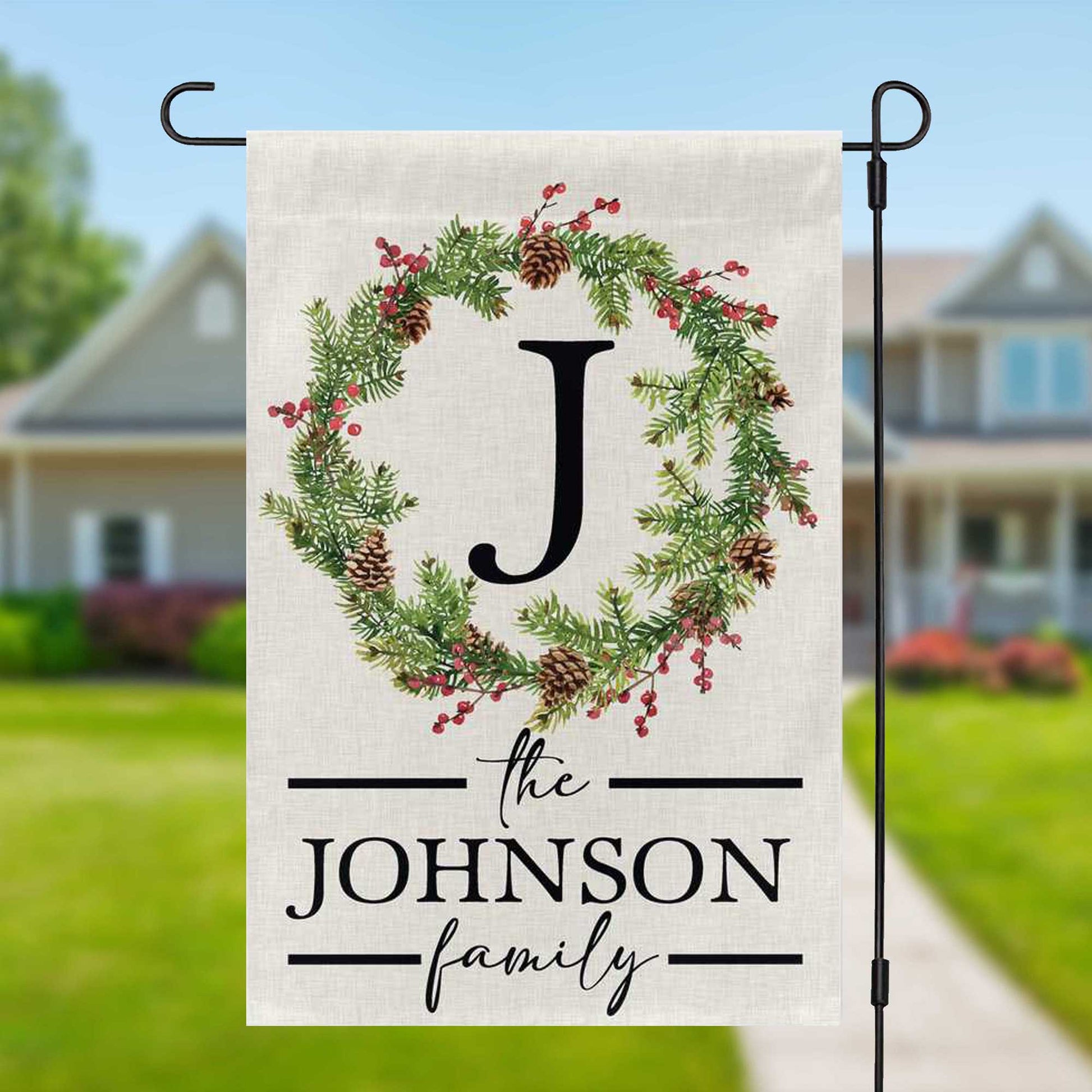 Christmas Monogram Garden Flag - Amazing Faith Designs