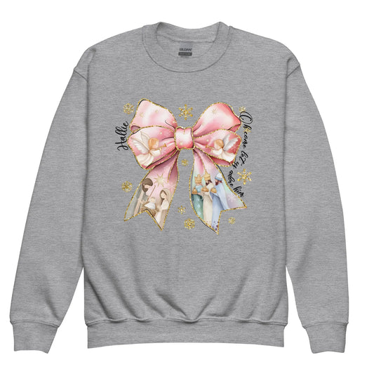 Christmas Nativity Bow Youth Sweatshirt Amazing Faith Designs