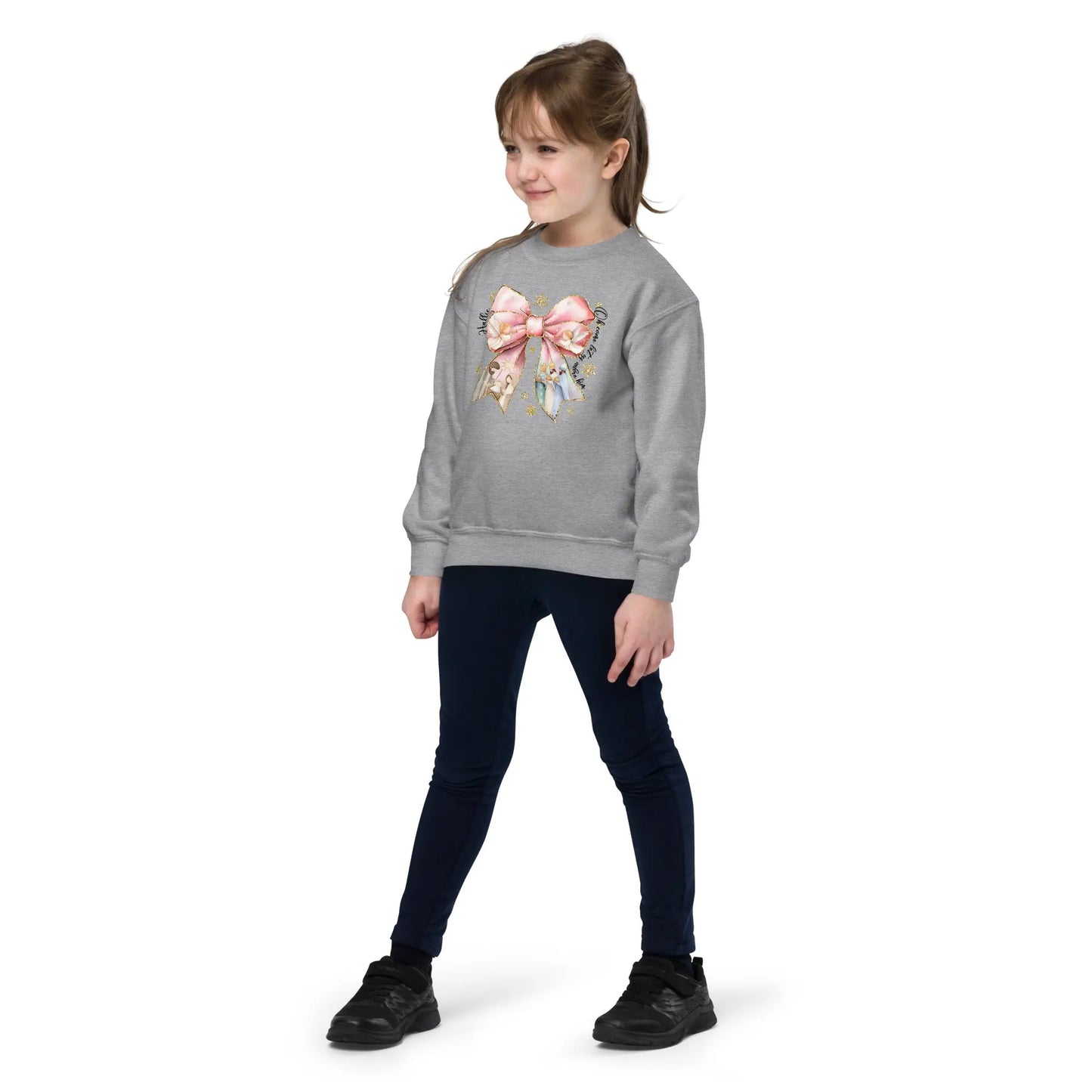 Christmas Nativity Bow Youth Sweatshirt Amazing Faith Designs