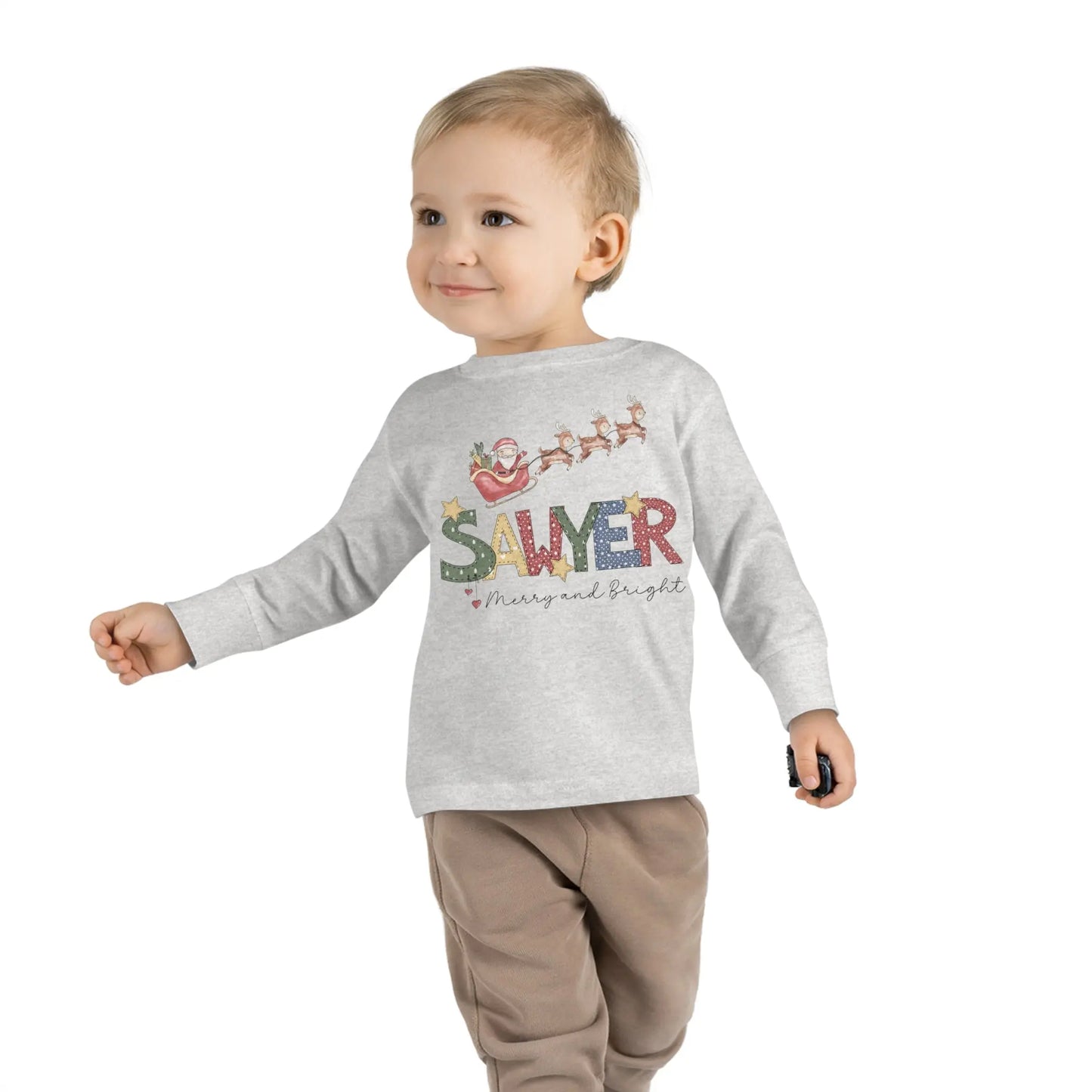 Christmas Personalized Toddler Long Sleeve Tee Printify