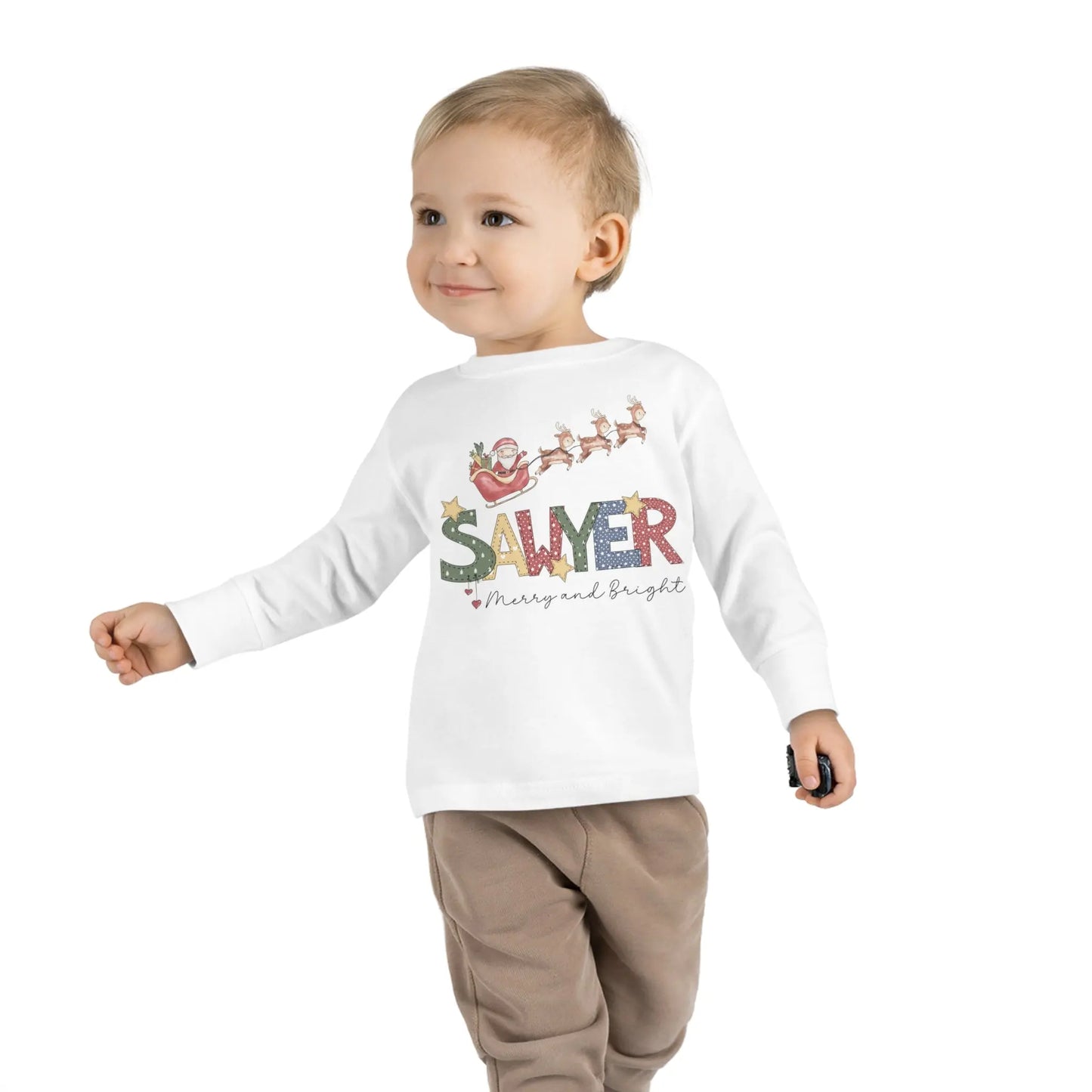 Christmas Personalized Toddler Long Sleeve Tee Printify