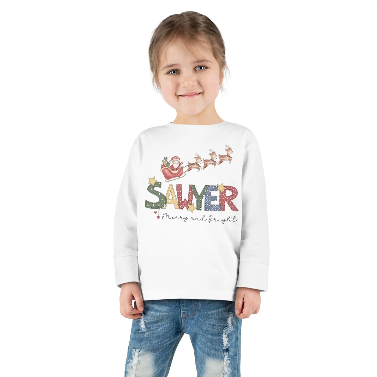 Christmas Personalized Toddler Long Sleeve Tee Printify