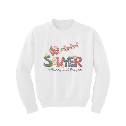 Christmas Santa's Sleigh Personalized Youth Sweatshirt Awkward Styles