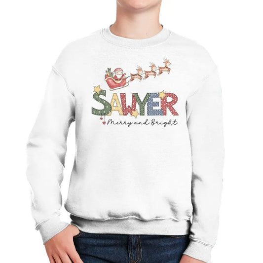 Christmas Santa's Sleigh Personalized Youth Sweatshirt Awkward Styles