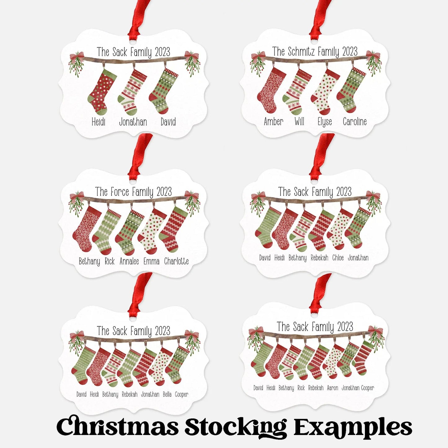 Christmas Stockings Personalized Family Ornament Amazing Faith Designs