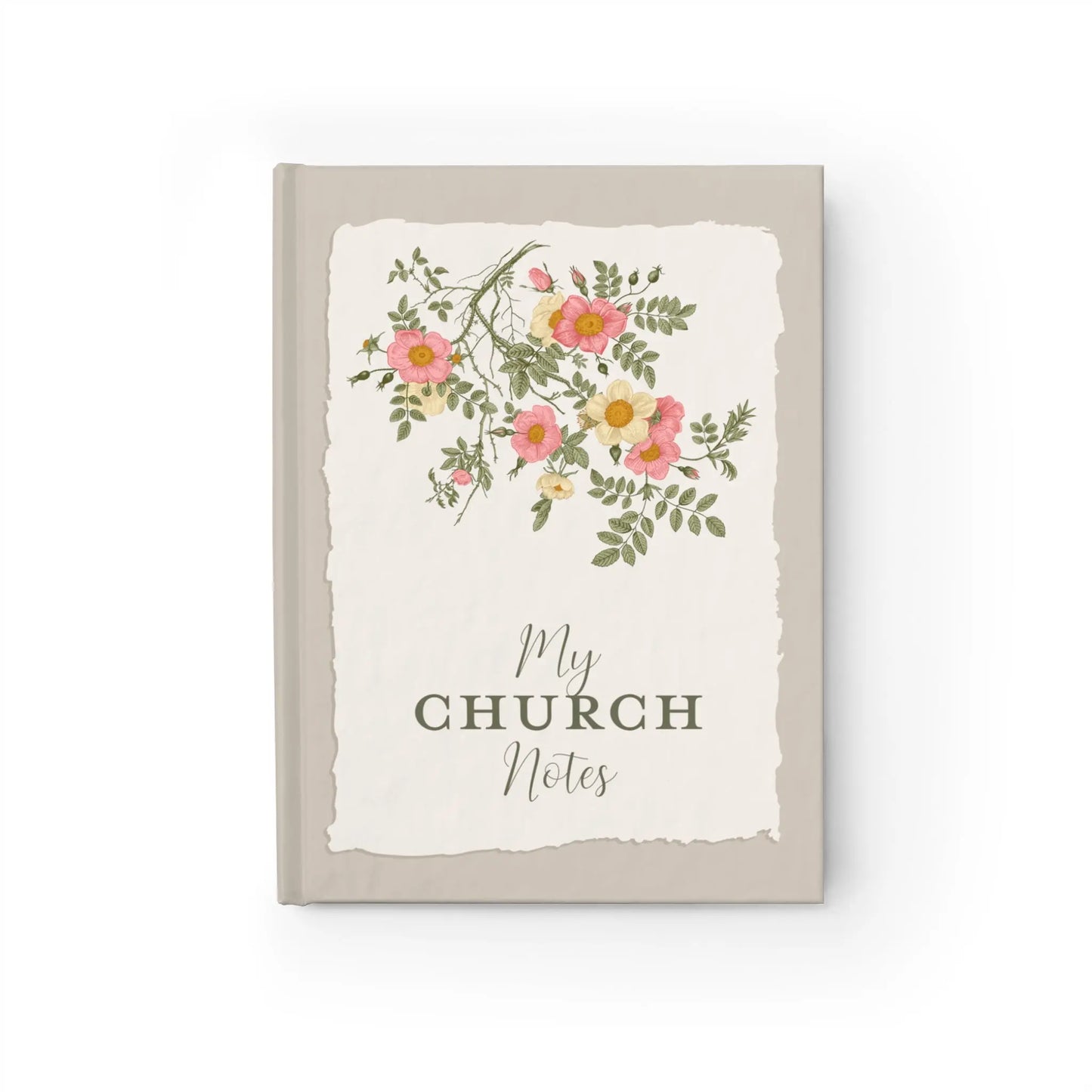 Church Notes Journal  - Personalized  - Wild Roses - Amazing Faith Designs
